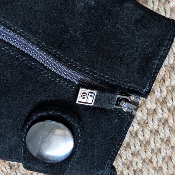 ALBERTO FERMANI Black Suede Block Heel Booties Zipper 36.5 US 6.5 - Picture 5 of 8